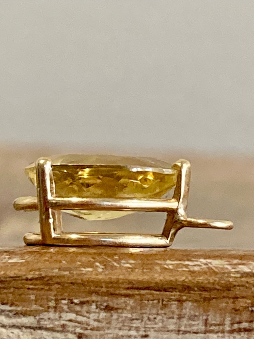 14K Gold Pendant with Yellow Pear-Cut Stone - Picture 7 of 17